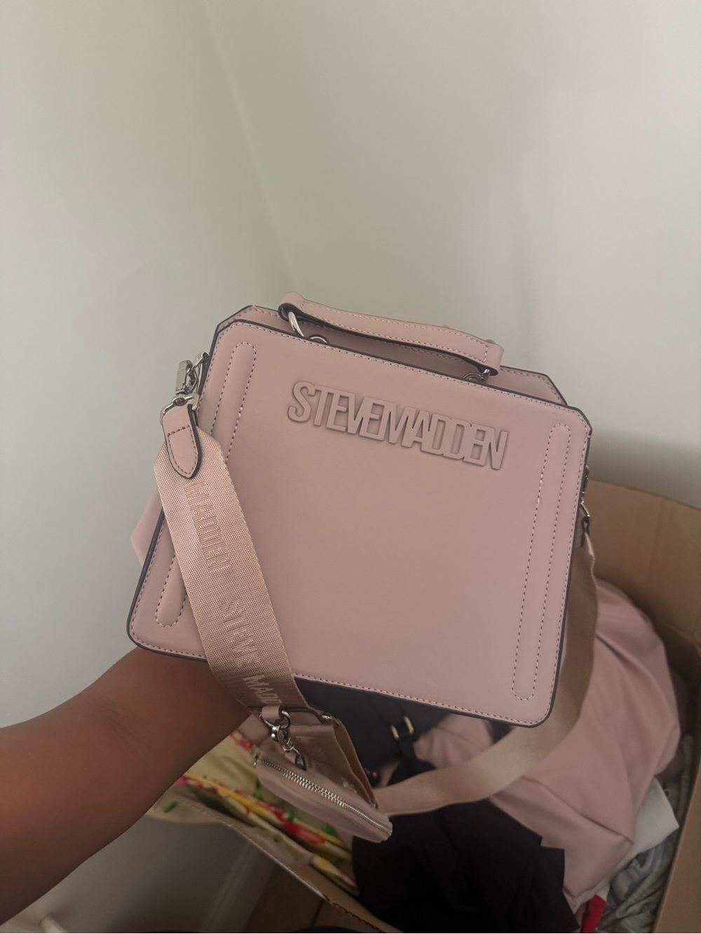 Steve Madden Light Pink Boxy Crossbody Bag
